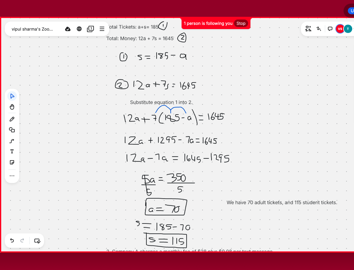 Vipul teaching a Grade 10 math session online.
